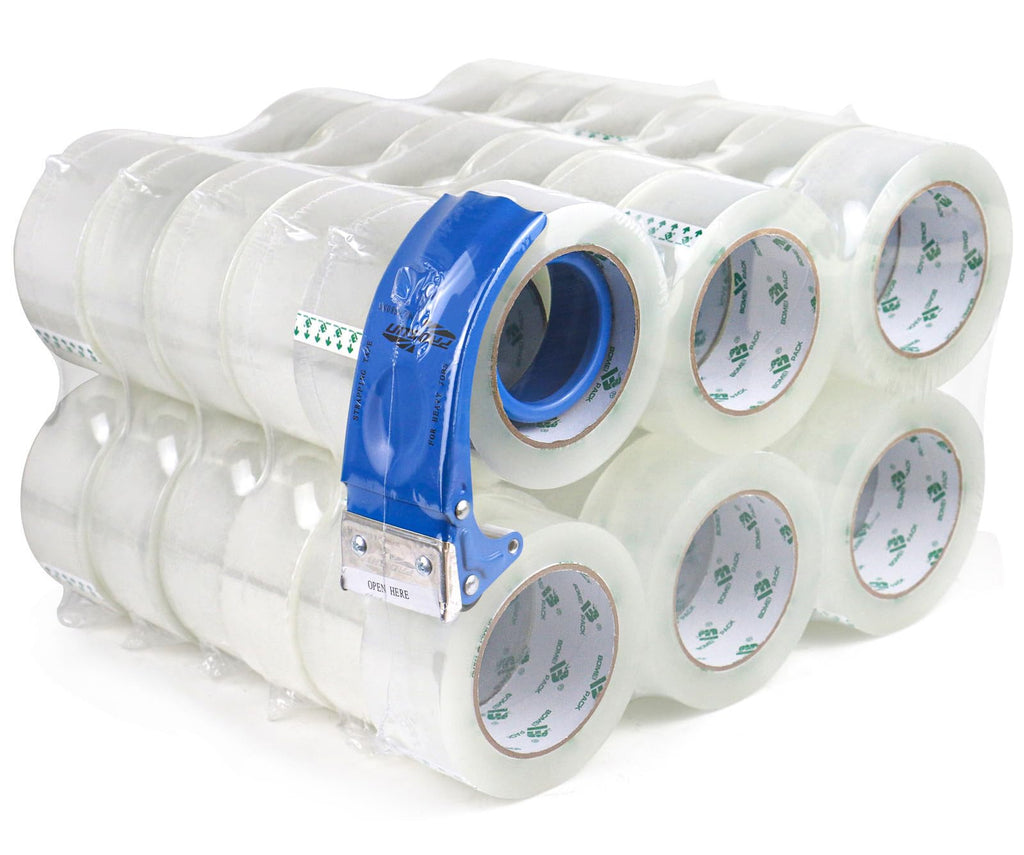 BOMEI PACK Packing Tape, Mailing & Storage Tape Clear, 1.88" x 100m, 6 Rolls with Hand-held Dispenser