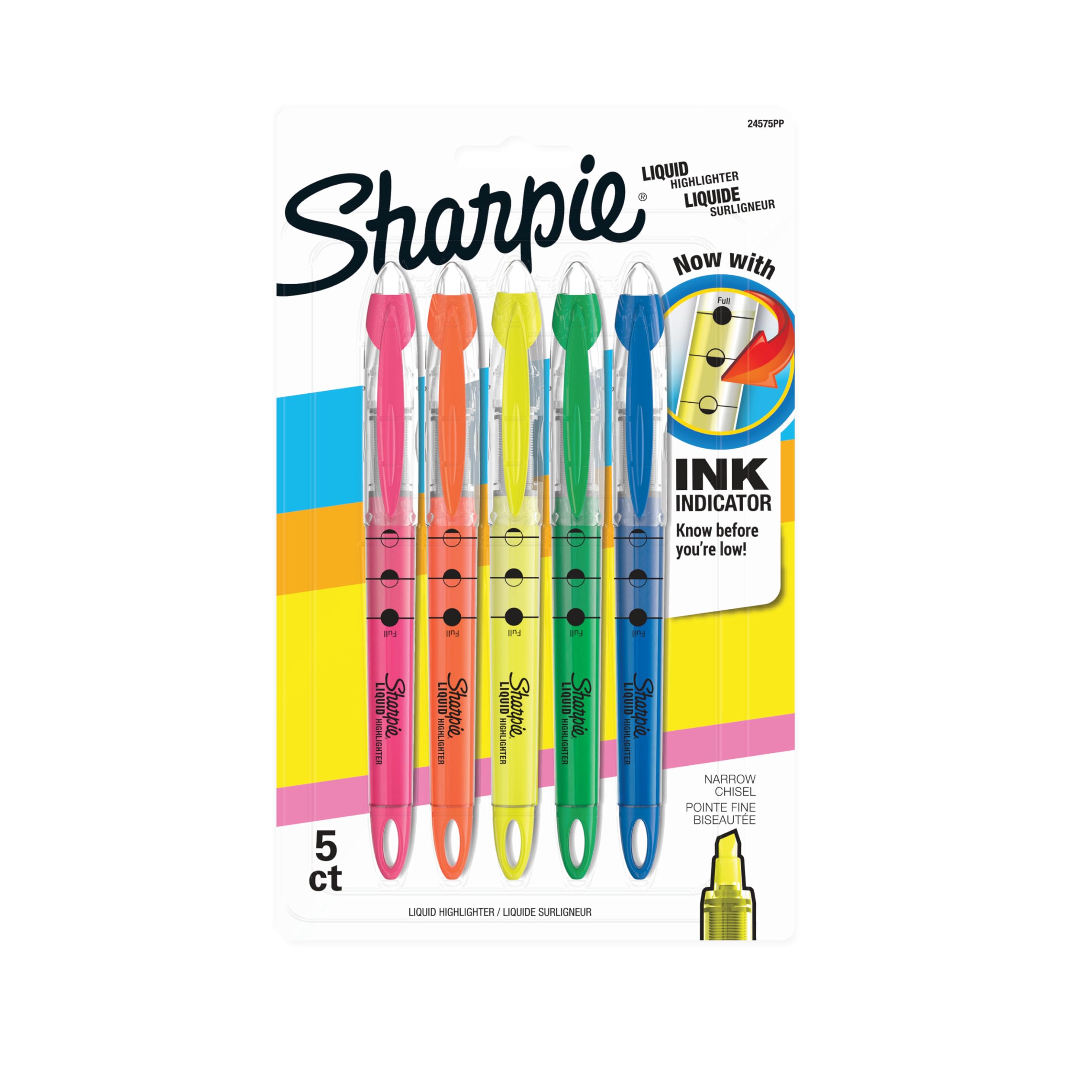 Sharpie Liquid Highlighters, Chisel Tip, Assorted Colours, 10 Count
