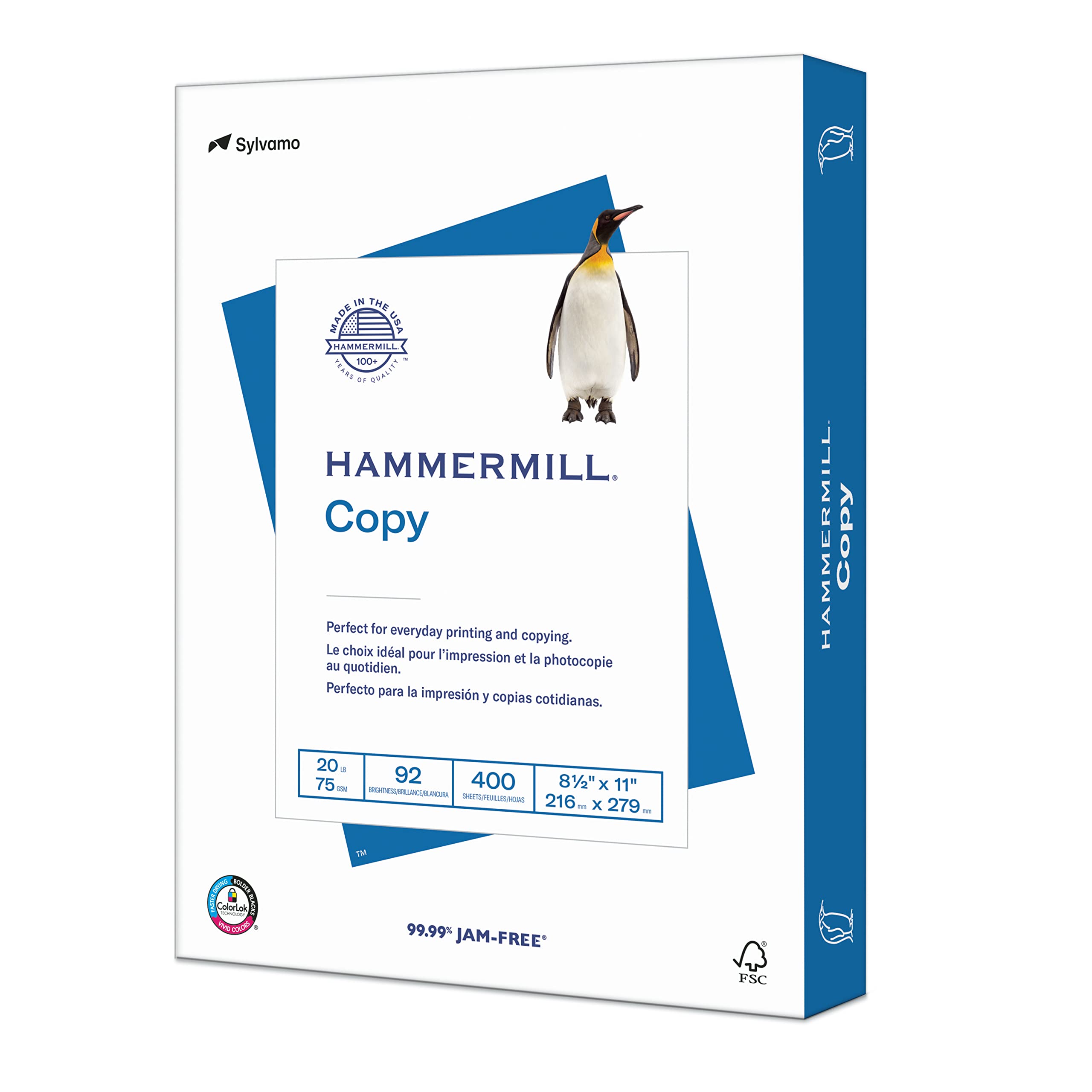 Hammermill Printer Paper, 20 lb Copy Paper, 8.5 x 11 - 5 Ream (2,500 Sheets) - 92 Bright, Made in the USA