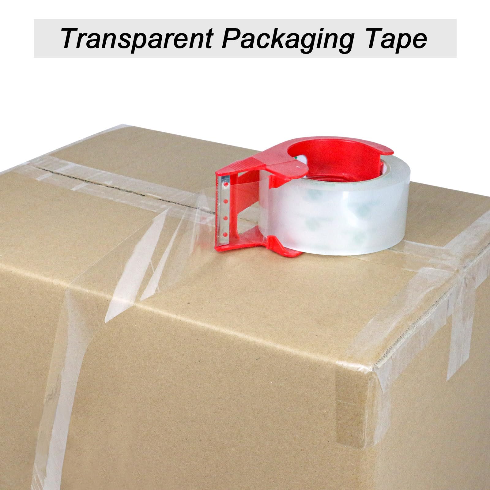 BOMEI PACK Clear Packing Tape Carton Sealing Tape, 1.88" x 55m, 12 Roll with Dispenser