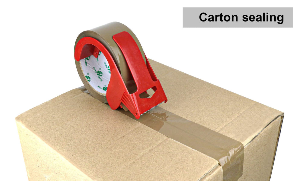 BOMEI PACK Brown Packing Tape with Dispenser, 2.4 Mil 1.88 Inch x 60 Yards, 6 Refills Rolls Packaging Tape for Moving, Shipping and Storage