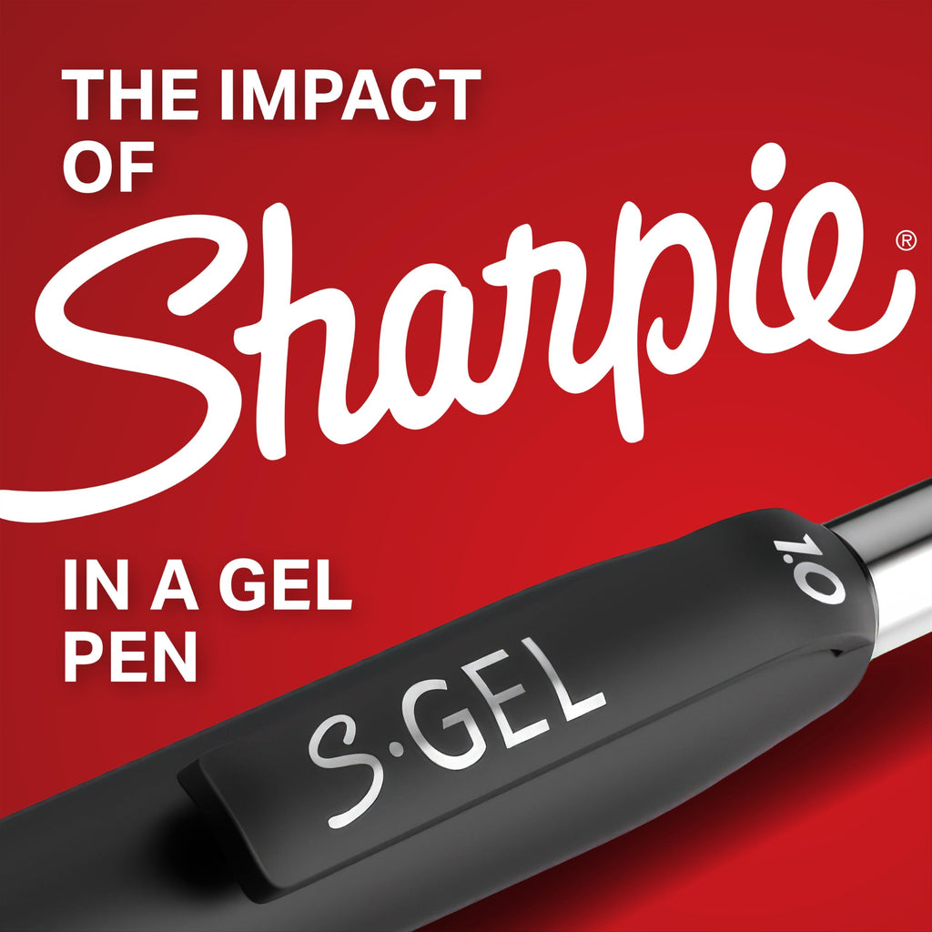 Sharpie S-Gel, Gel Pens, Medium Point (0.7mm), Black Ink Gel Pen, 12 Count