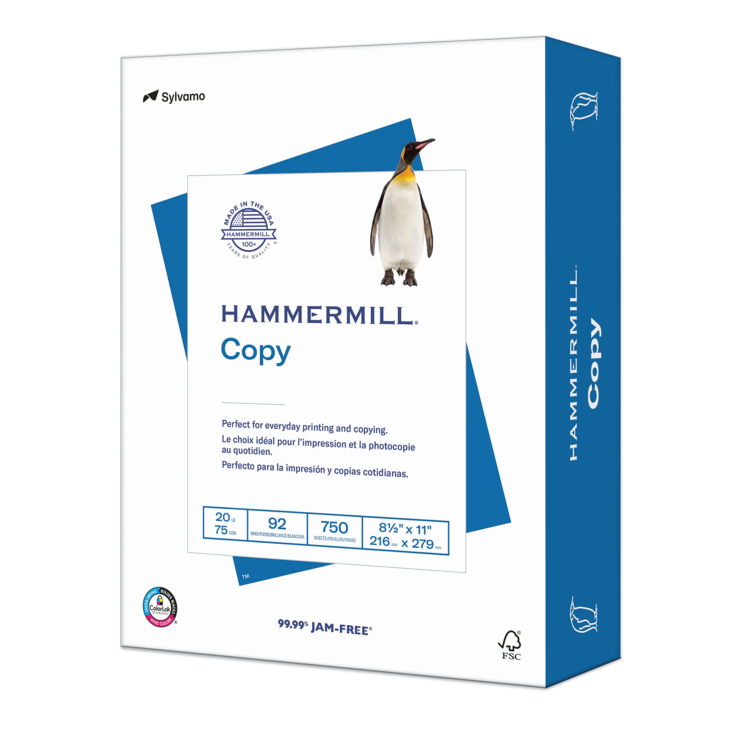 Hammermill Printer Paper, 20 lb Copy Paper, 8.5 x 11 - 5 Ream (2,500 Sheets) - 92 Bright, Made in the USA