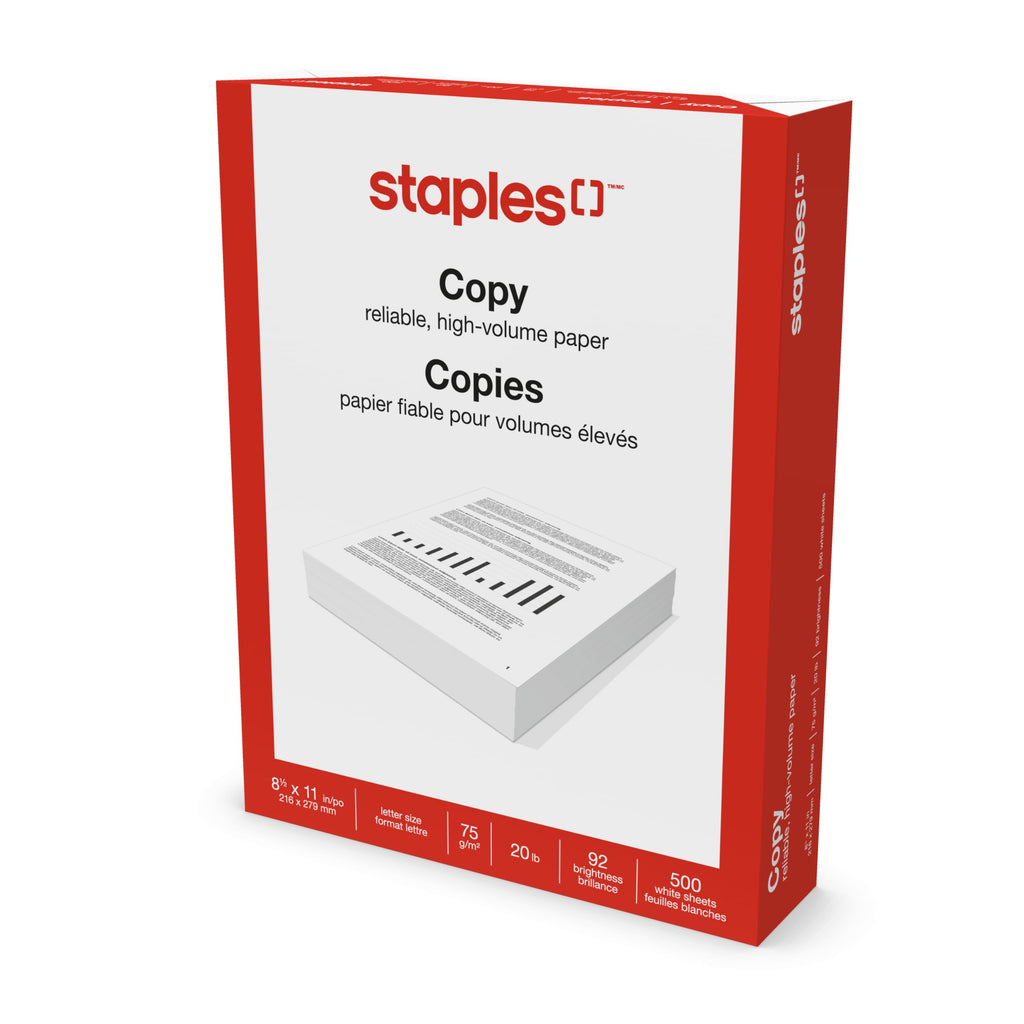 Staples Copy and Printer Paper, 8.5 x 11, 20lb., 10 Reams (5000 Sheets), 92 Bright Paper, White