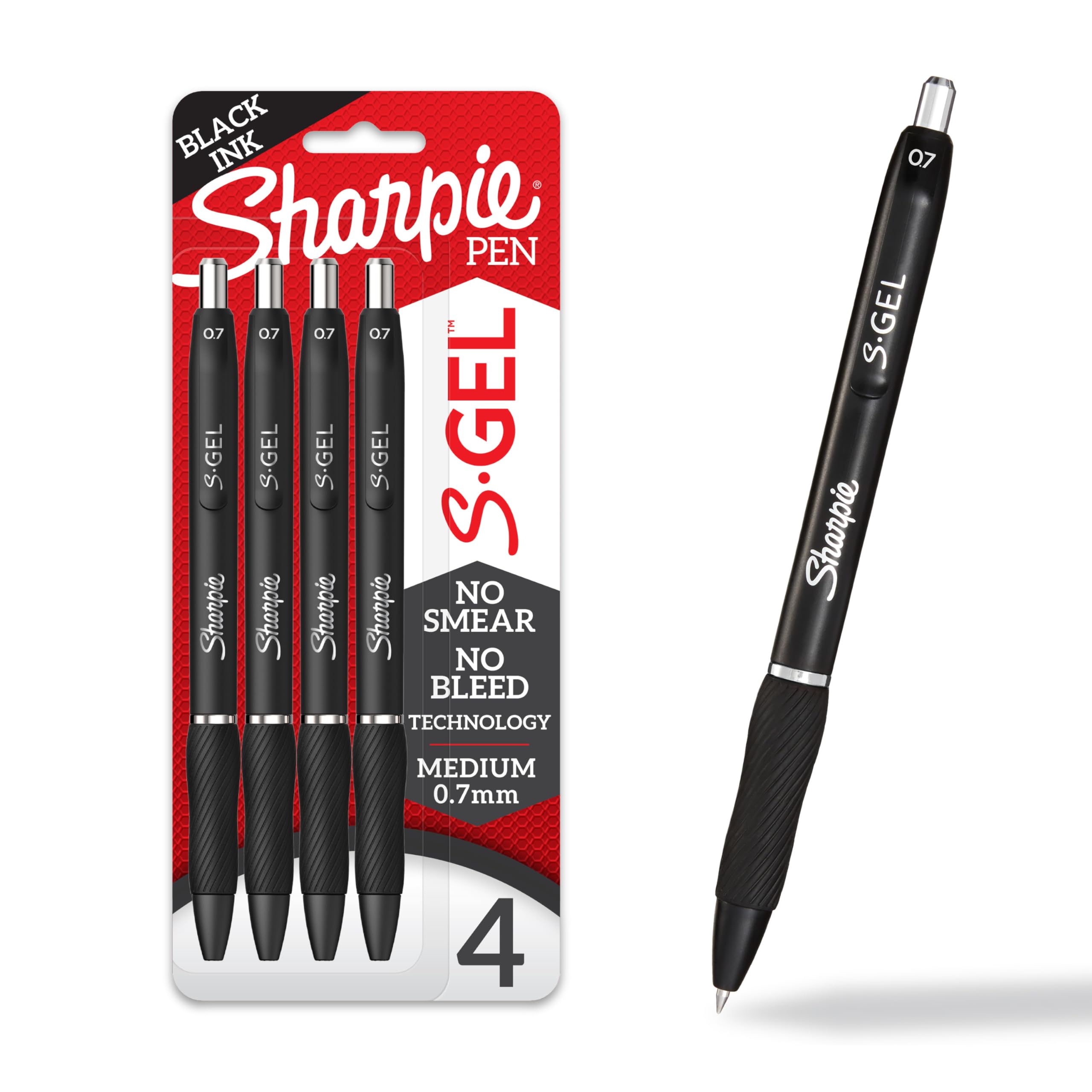 Sharpie S-Gel, Gel Pens, Medium Point (0.7mm), Black Ink Gel Pen, 12 Count