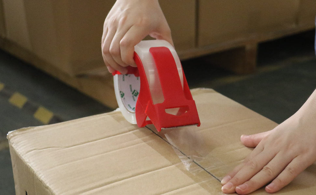 BOMEI PACK Packing Tape, Mailing & Storage Tape Clear, 1.88" x 100m, 6 Rolls with Hand-held Dispenser