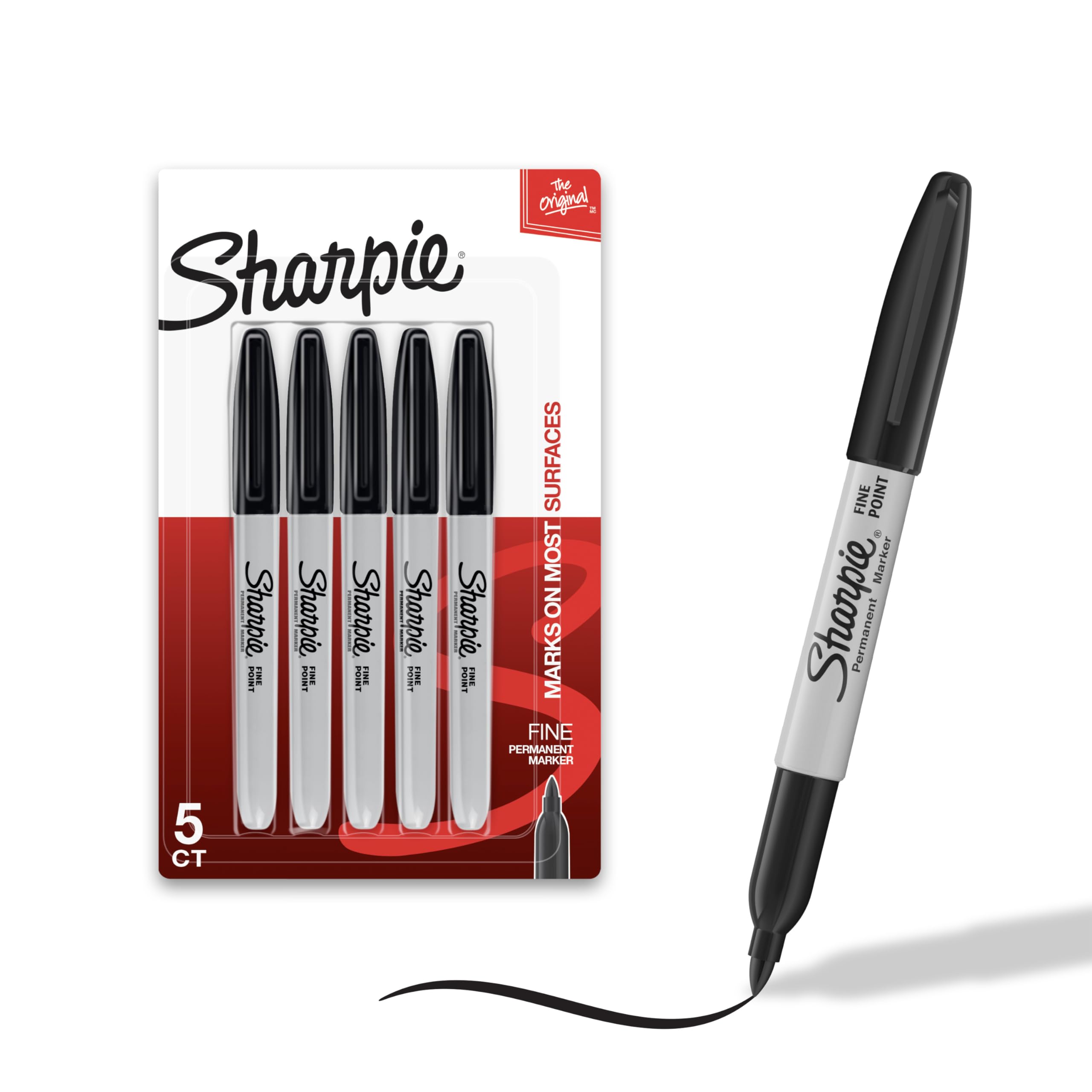Sharpie Permanent Markers, Fine Point, Black, 12 Count