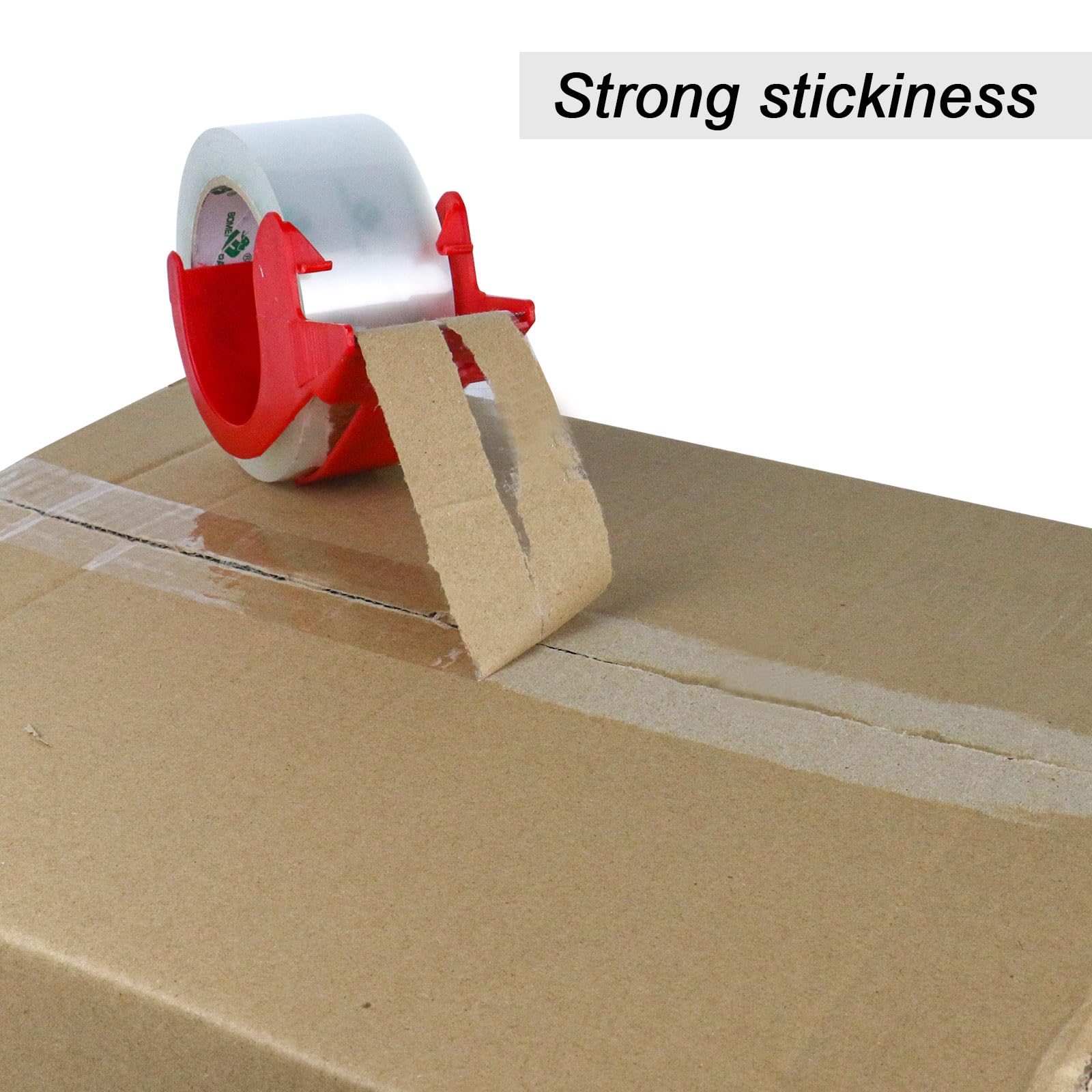 BOMEI PACK Clear Packing Tape Carton Sealing Tape, 1.88" x 55m, 12 Roll with Dispenser