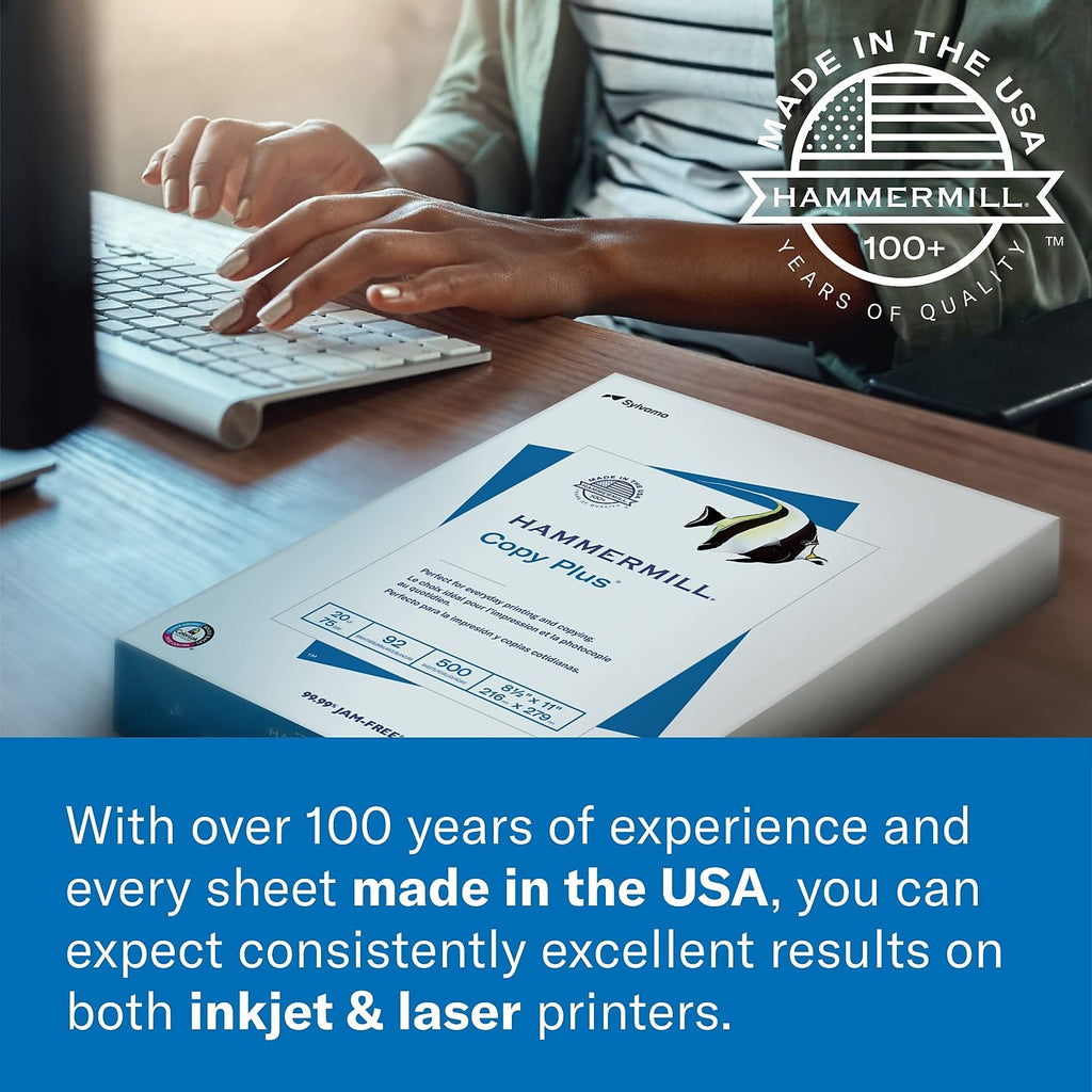Hammermill Printer Paper, 20 lb Copy Paper, 8.5 x 11 - 5 Ream (2,500 Sheets) - 92 Bright, Made in the USA