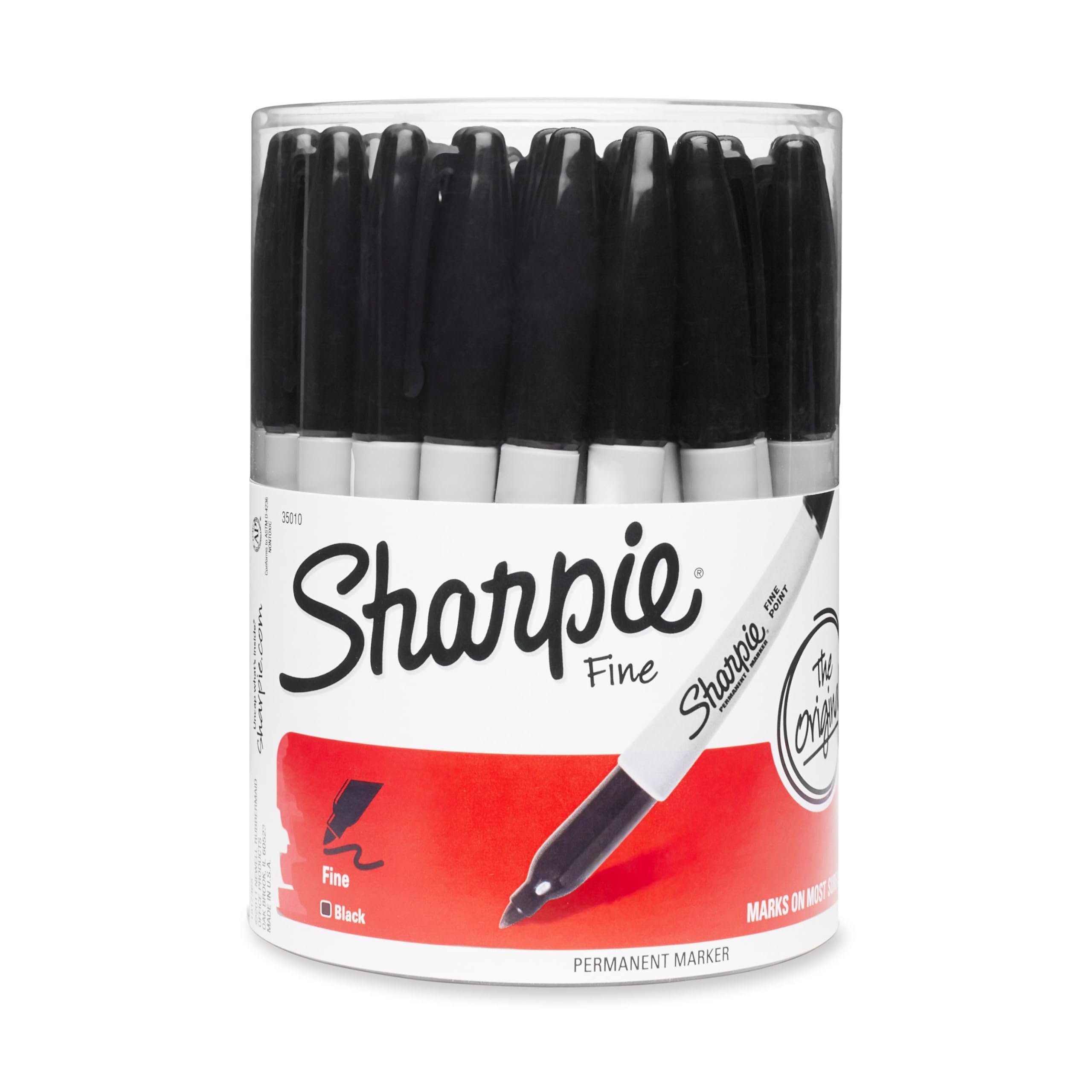 Sharpie Permanent Markers, Fine Point, Black, 12 Count