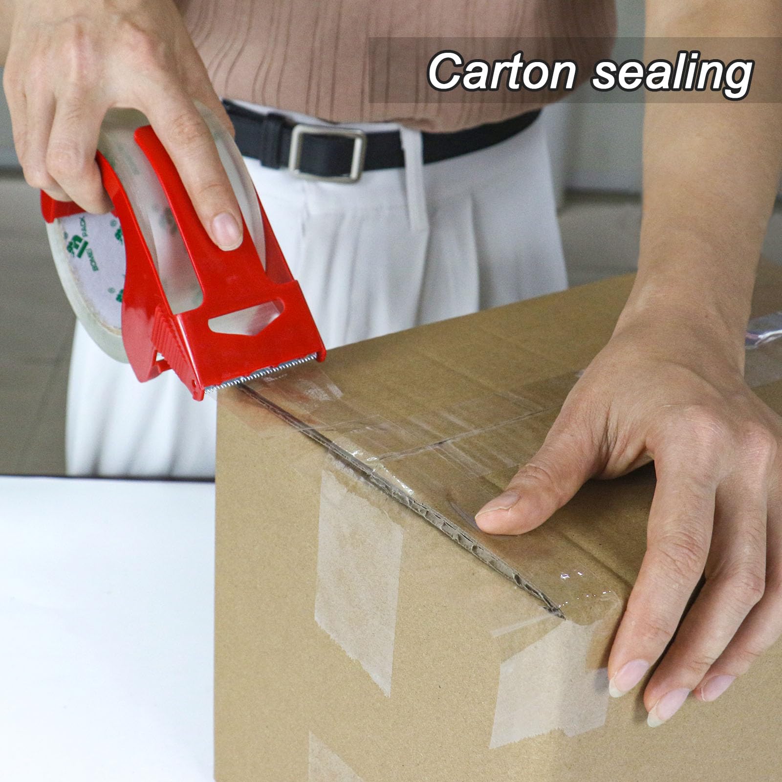 BOMEI PACK Clear Packing Tape Carton Sealing Tape, 1.88" x 55m, 12 Roll with Dispenser