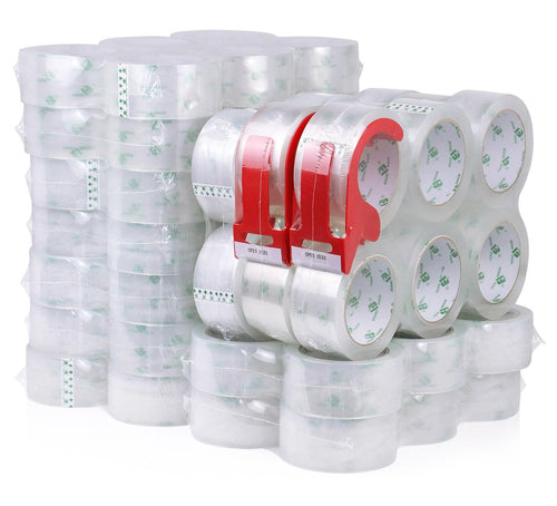 BOMEI PACK Clear Packing Tape Carton Sealing Tape, 1.88" x 55m, 12 Roll with Dispenser