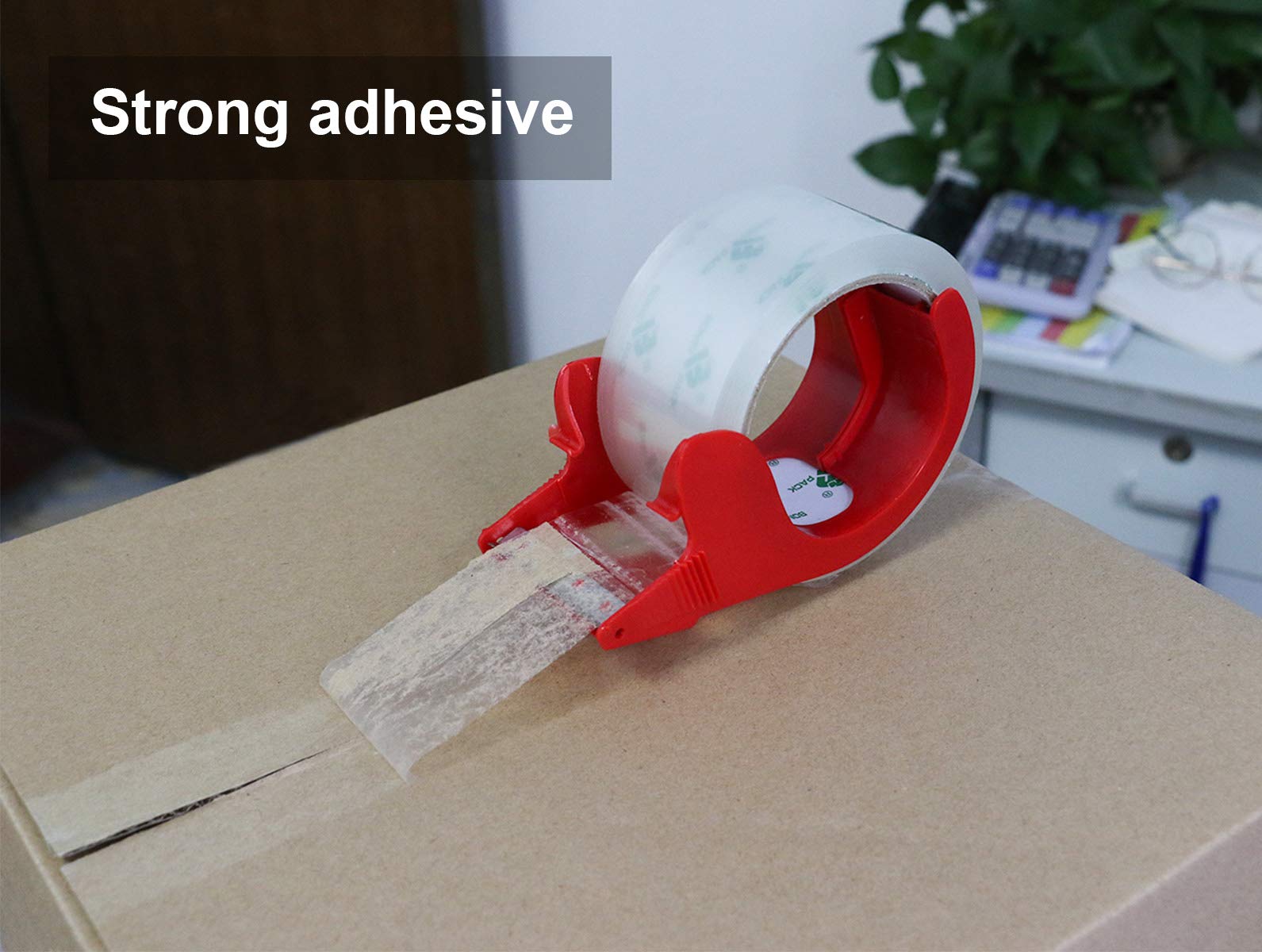 BOMEI PACK Clear Packing Tape Carton Sealing Tape, 1.88" x 55m, 12 Roll with Dispenser