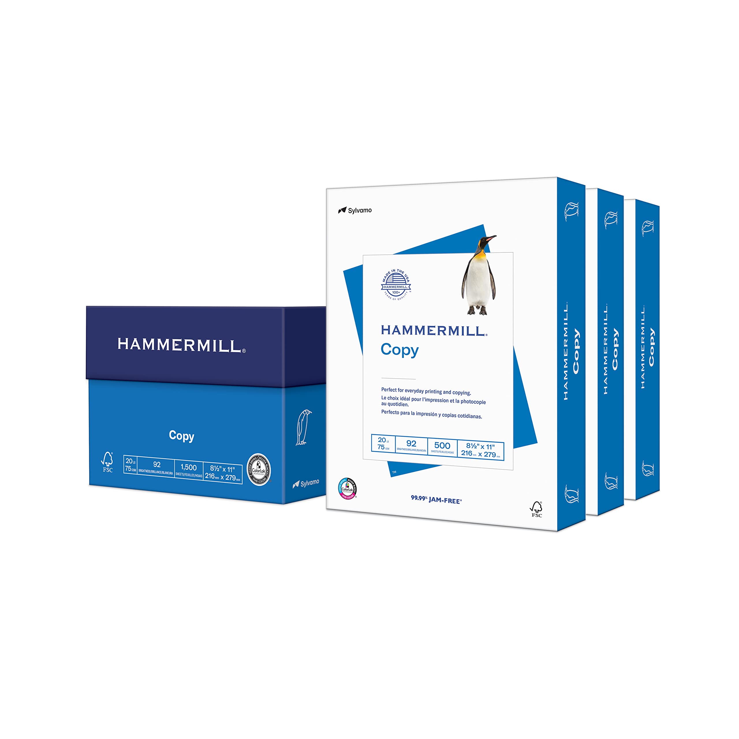 Hammermill Printer Paper, 20 lb Copy Paper, 8.5 x 11 - 5 Ream (2,500 Sheets) - 92 Bright, Made in the USA