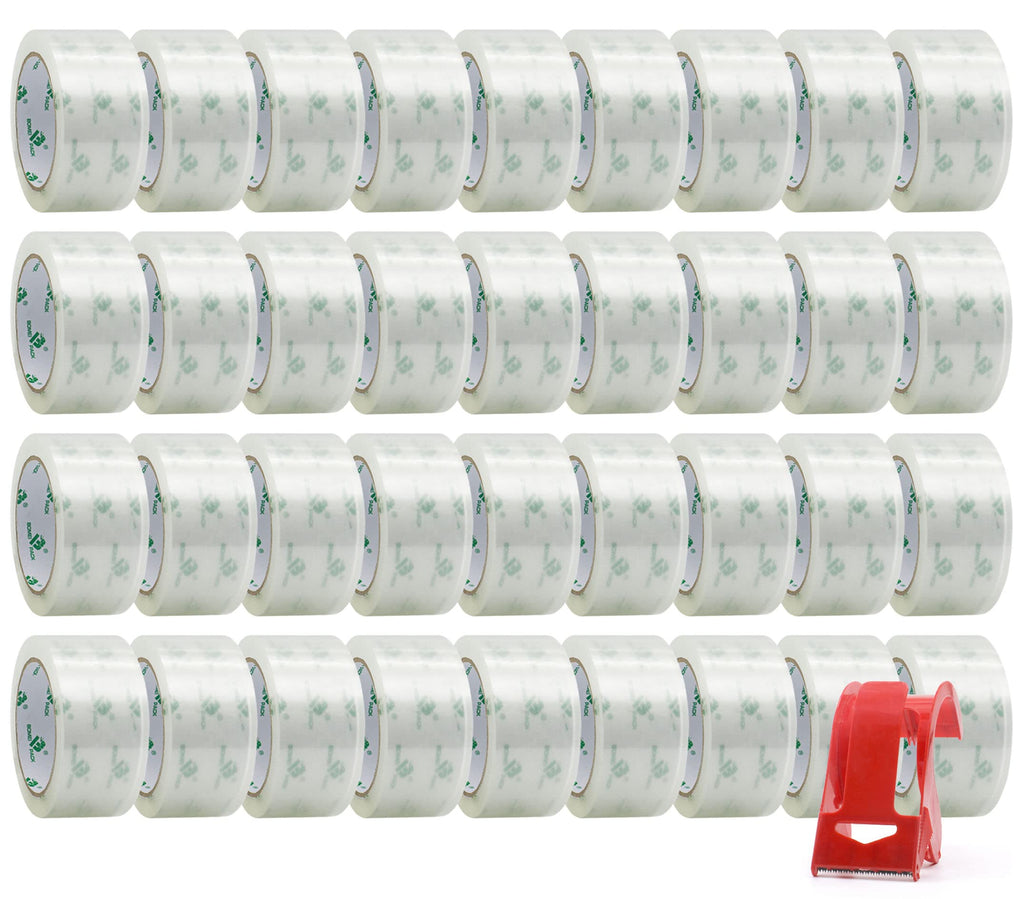 BOMEI PACK Clear Packing Tape Carton Sealing Tape, 1.88" x 55m, 12 Roll with Dispenser
