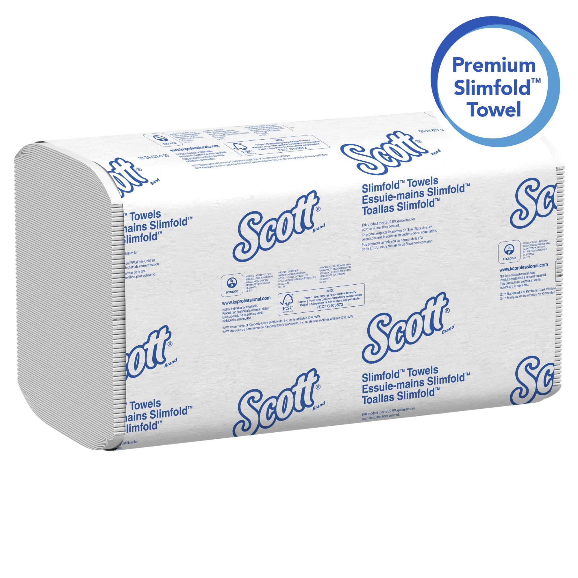 Scott Professional Pro Slimfold Folded Paper Towels, Bulk (04442), Absorbency Pockets, White, for Compatible Kimberly-Clark Professional Dispensers (24 Packs of 90 Sheets, 2,160 Sheet Total)