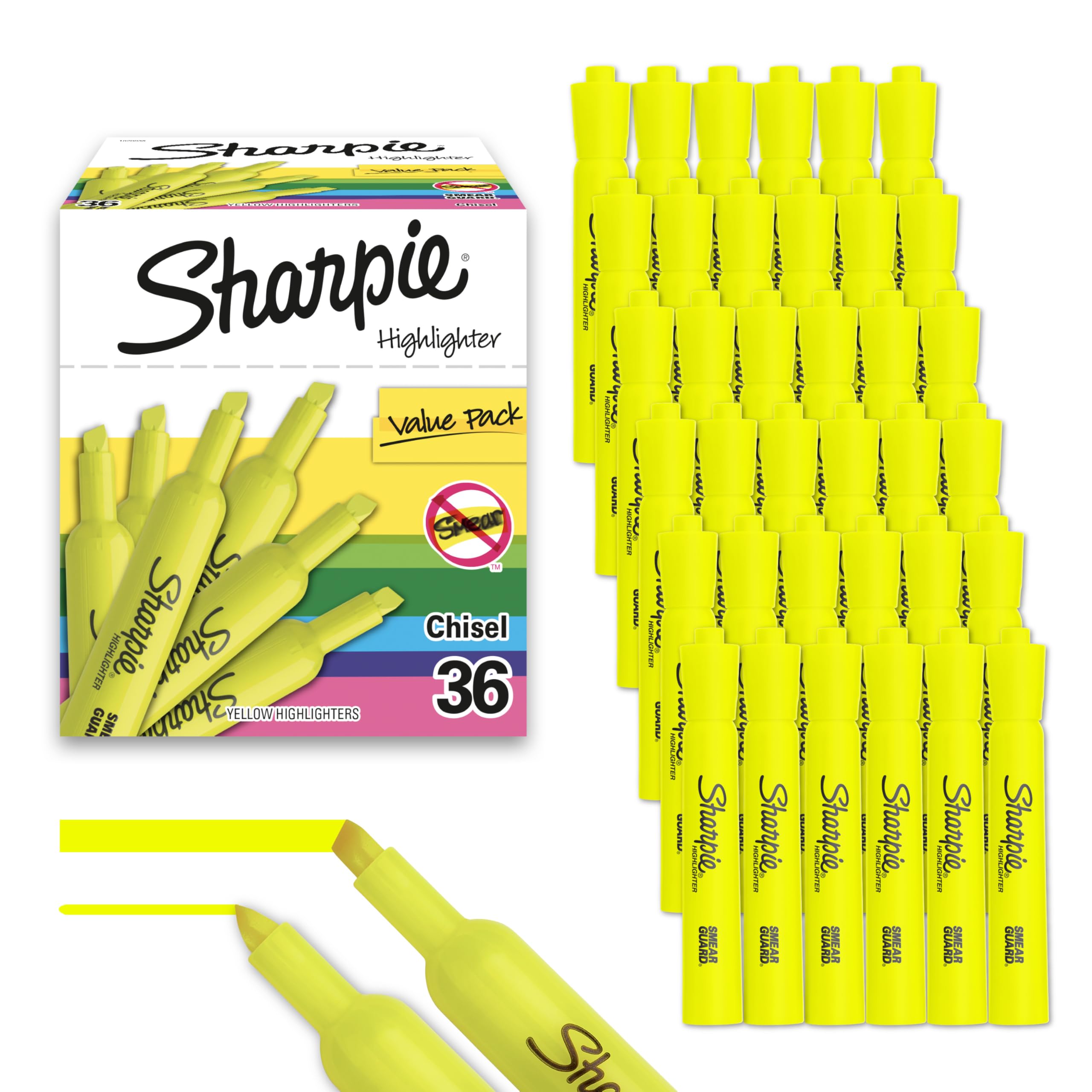 Sharpie Tank Highlighters, Chisel Tip, Assorted Colours, 12 Count
