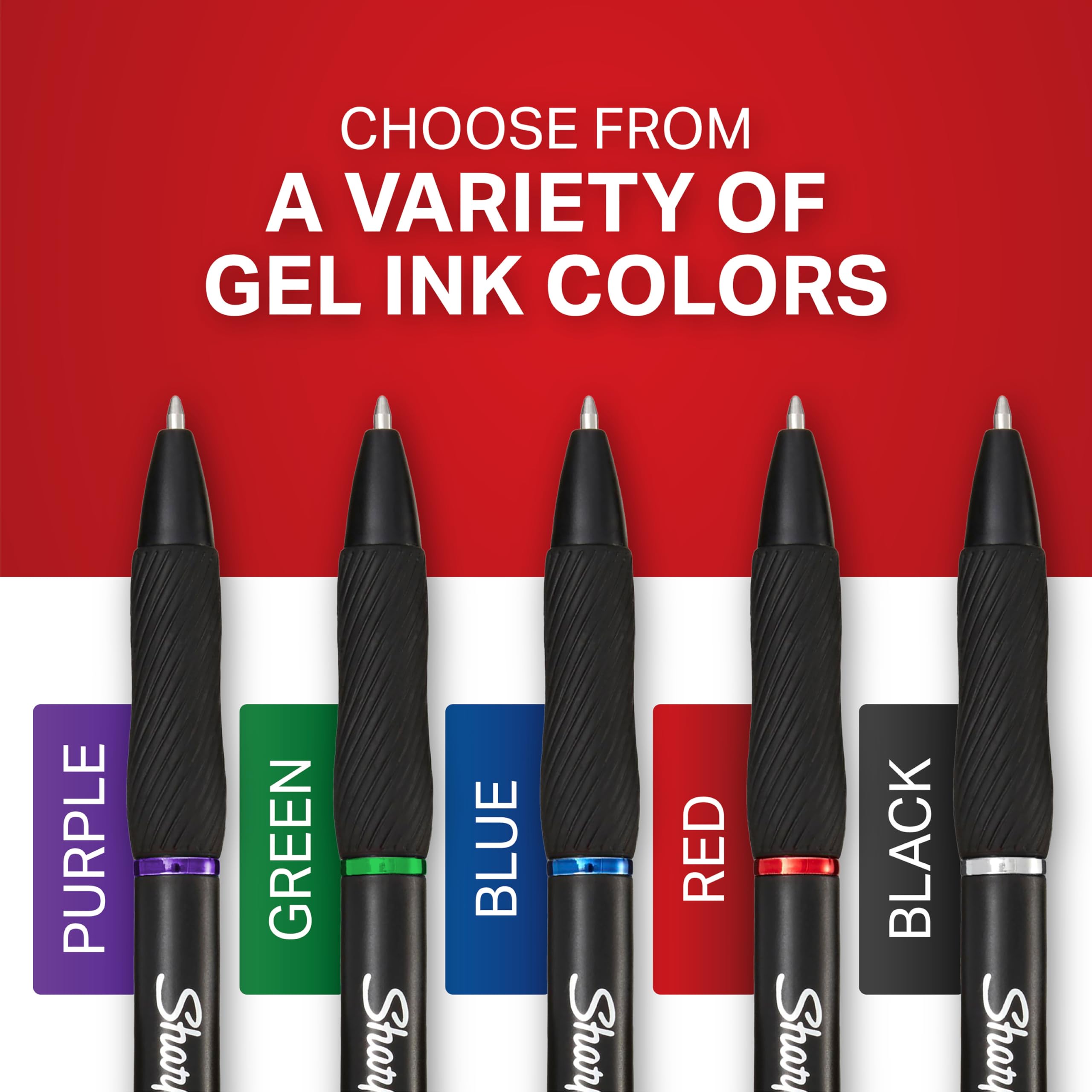 Sharpie S-Gel, Gel Pens, Medium Point (0.7mm), Black Ink Gel Pen, 12 Count
