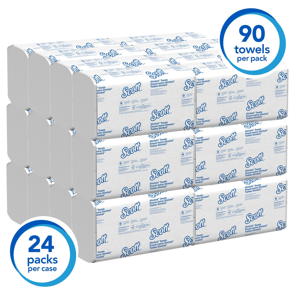 Scott Professional Pro Slimfold Folded Paper Towels, Bulk (04442), Absorbency Pockets, White, for Compatible Kimberly-Clark Professional Dispensers (24 Packs of 90 Sheets, 2,160 Sheet Total)