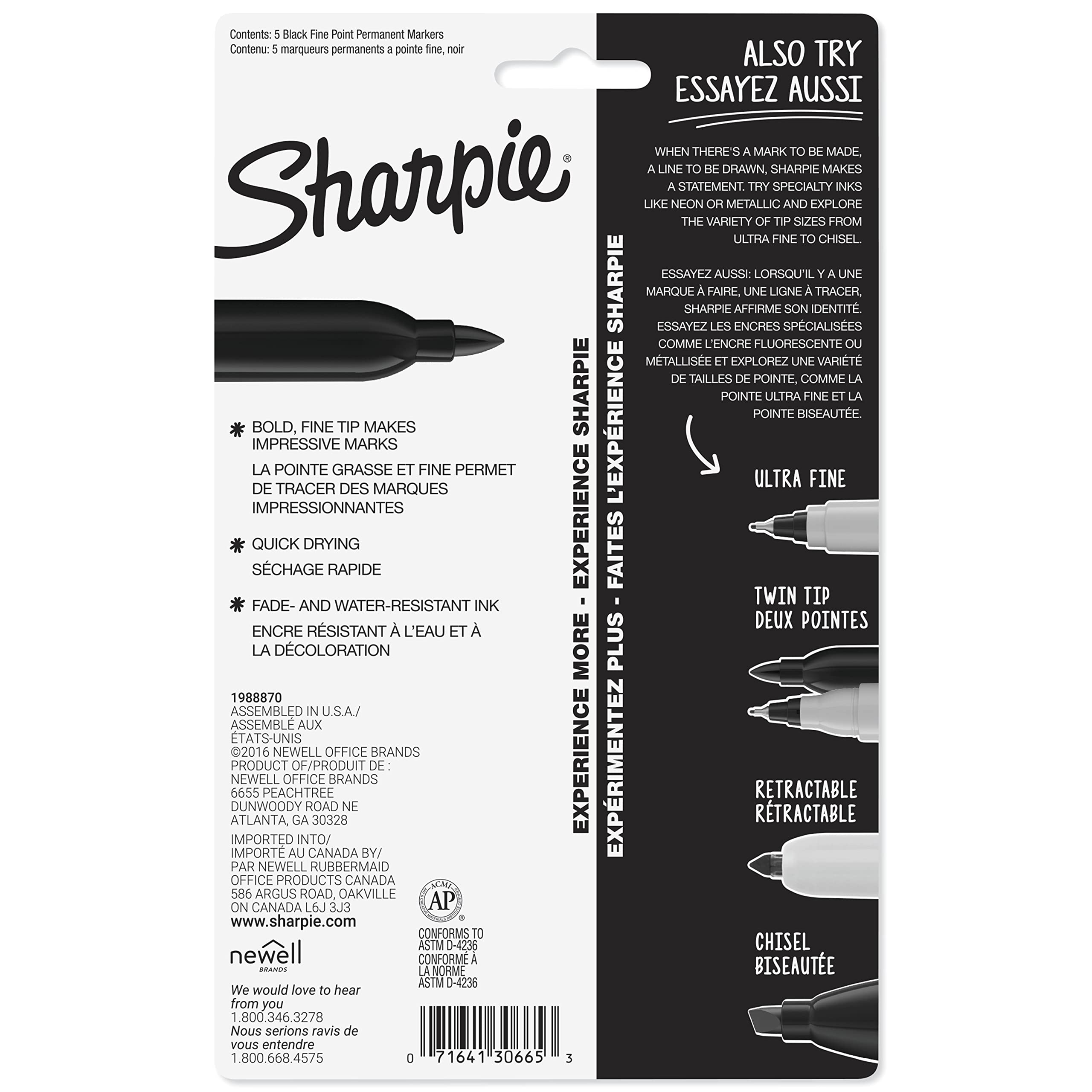 Sharpie Permanent Markers, Fine Point, Black, 12 Count