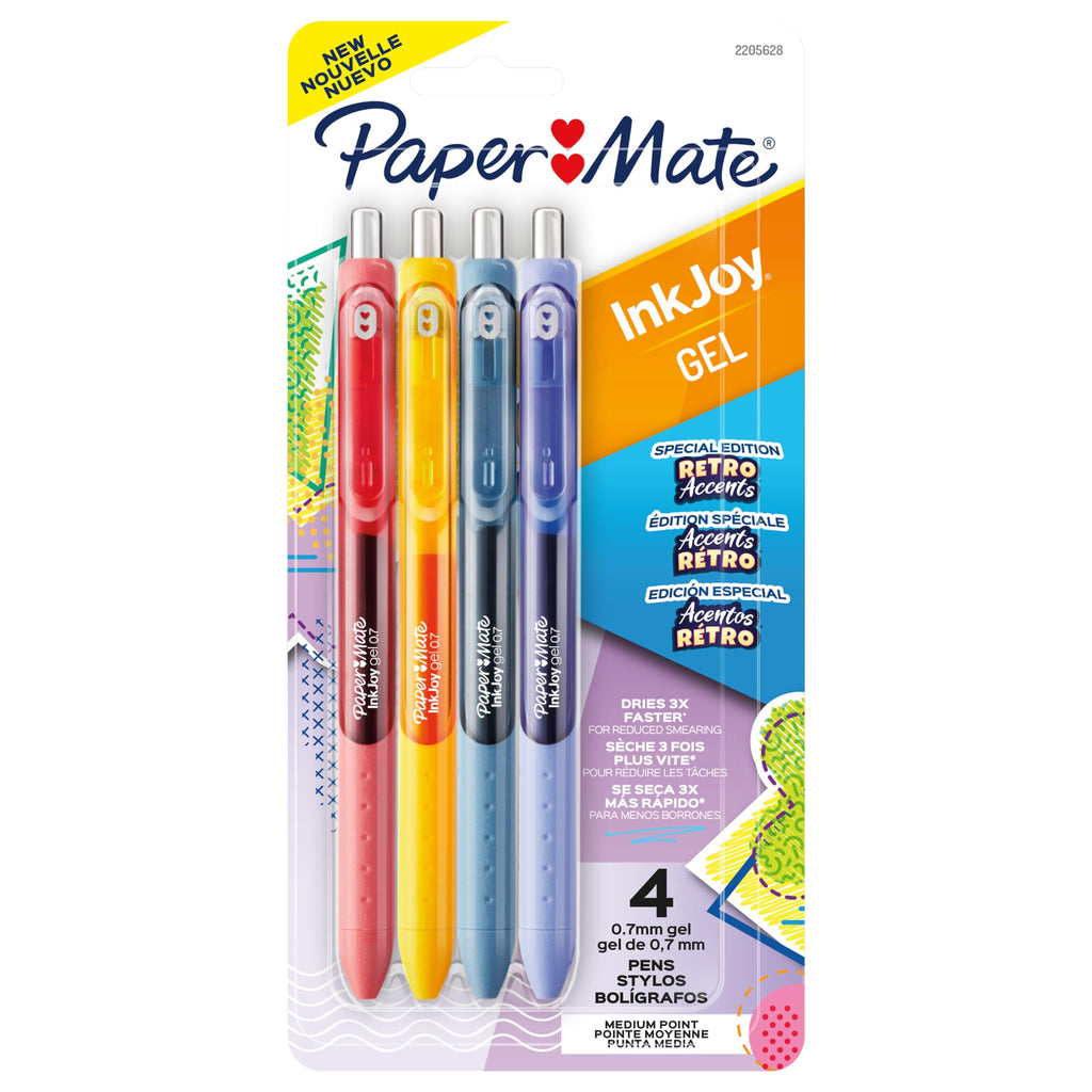 Paper Mate InkJoy Gel Pens, Candy Pop Colours, Medium (0.7mm) Point, Retractable, 4 Count