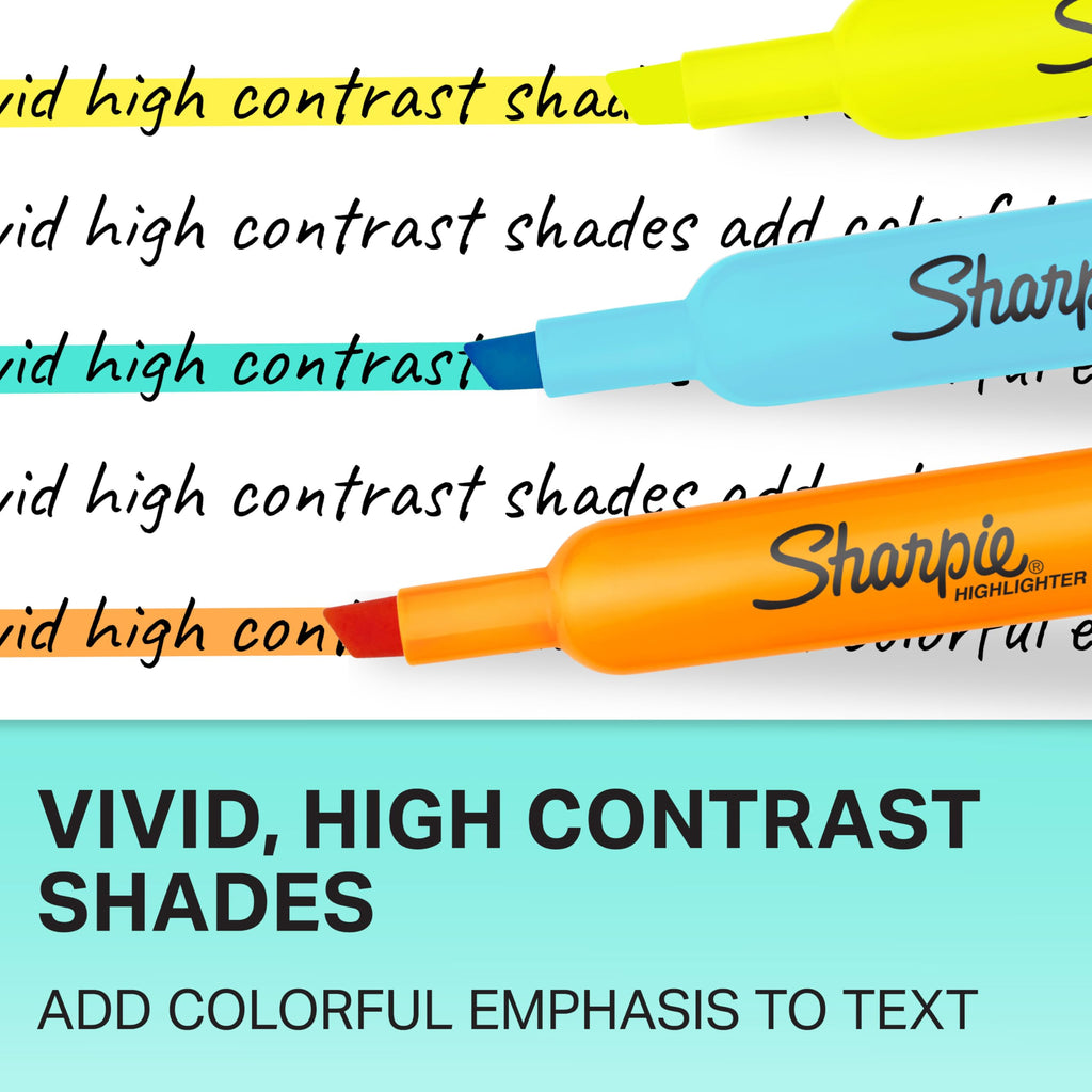 Sharpie Tank Highlighters, Chisel Tip, Assorted Colours, 12 Count