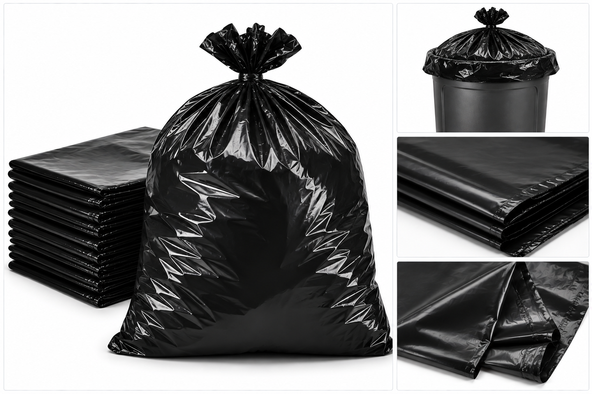 X-Strong Industrial Garbage Bags, black, 35 x 50 in, 1.2 mil, 100 per box