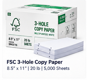 FSC 3-hole copy paper 5000 sheet case