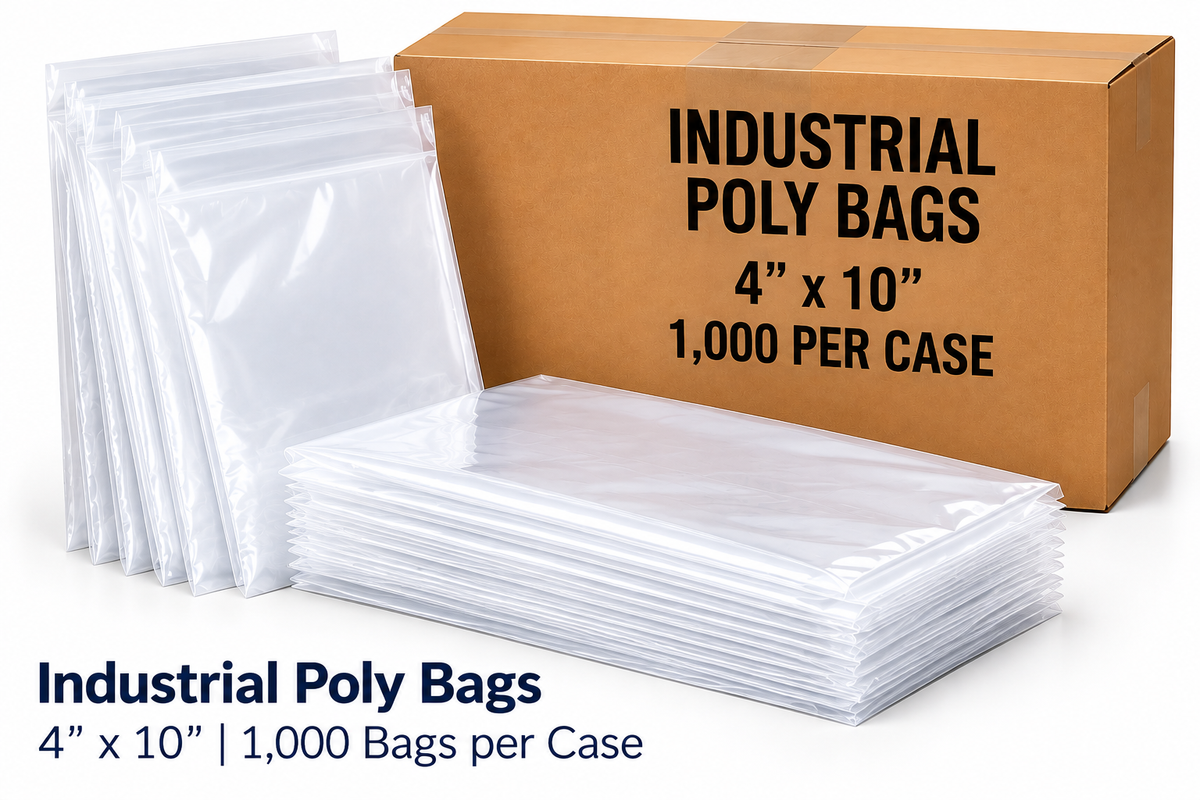 Industrial Poly Bags 4 x 10 inches 1000 bags per case