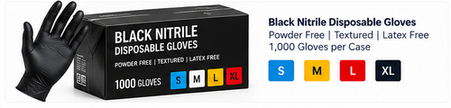 black nitrile disposable gloves 1000 case