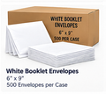 white booklet envelopes 6 by 9 500 case