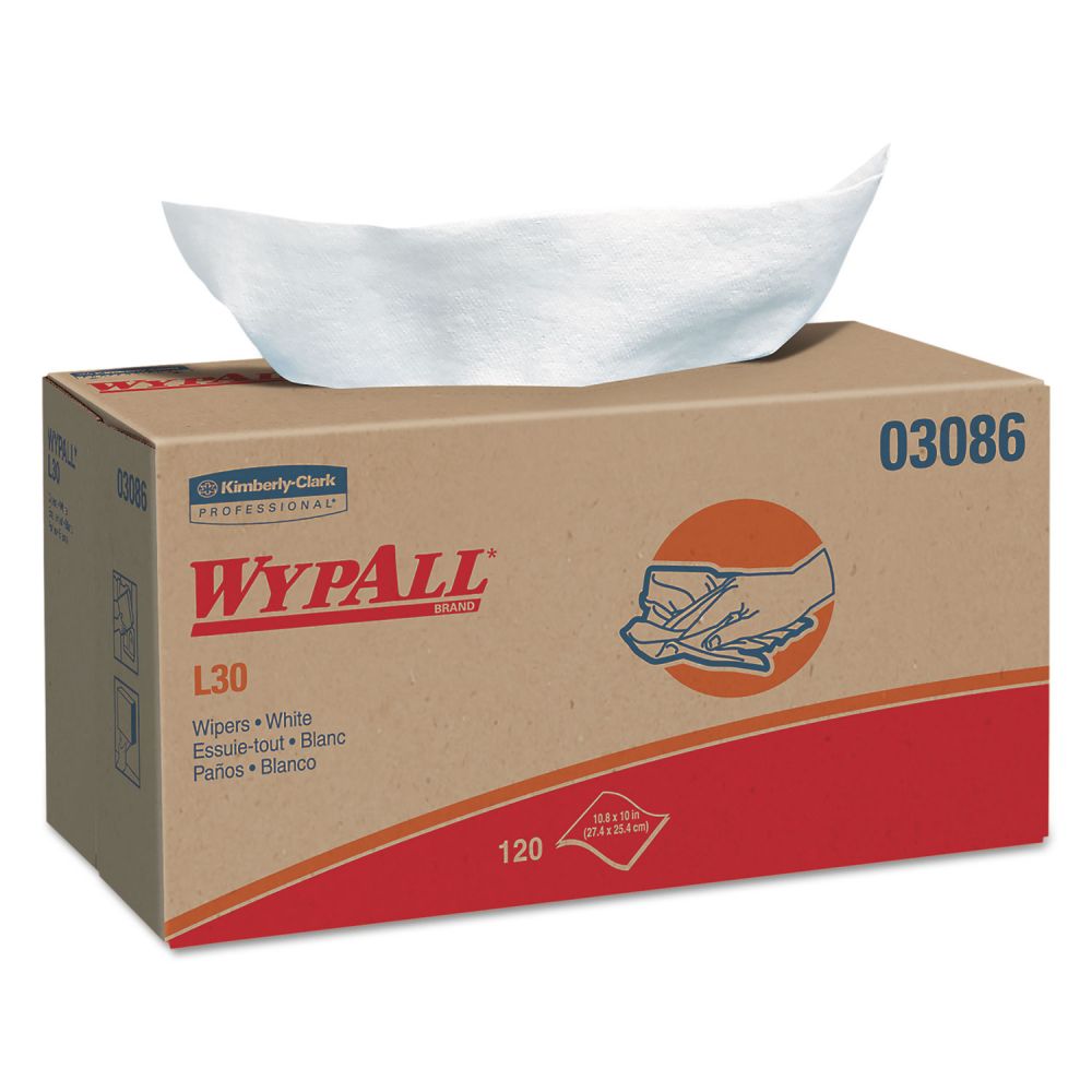 Kimberly-Clark WypAll L30 all-purpose wipers, 120 sheets per Pop-Up box, 10 boxes per case