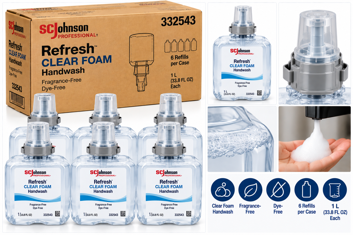 SC Johnson Professional Refresh Clear Foam Handwash, 1 L refills, 6 per case